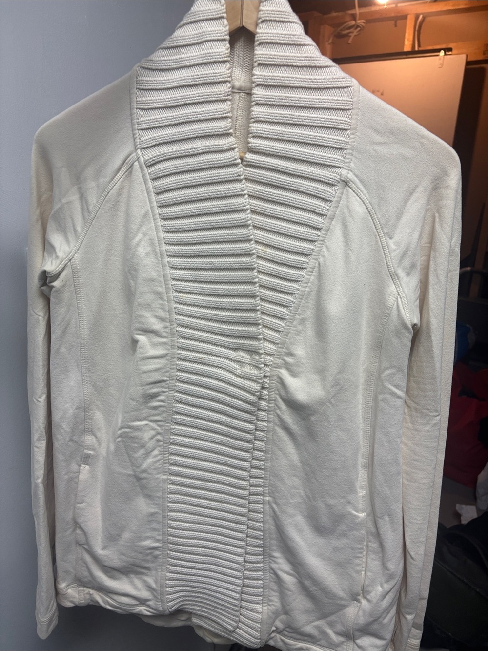 lululemon athletica Cream Ribbed Shawl Collar Cardigan